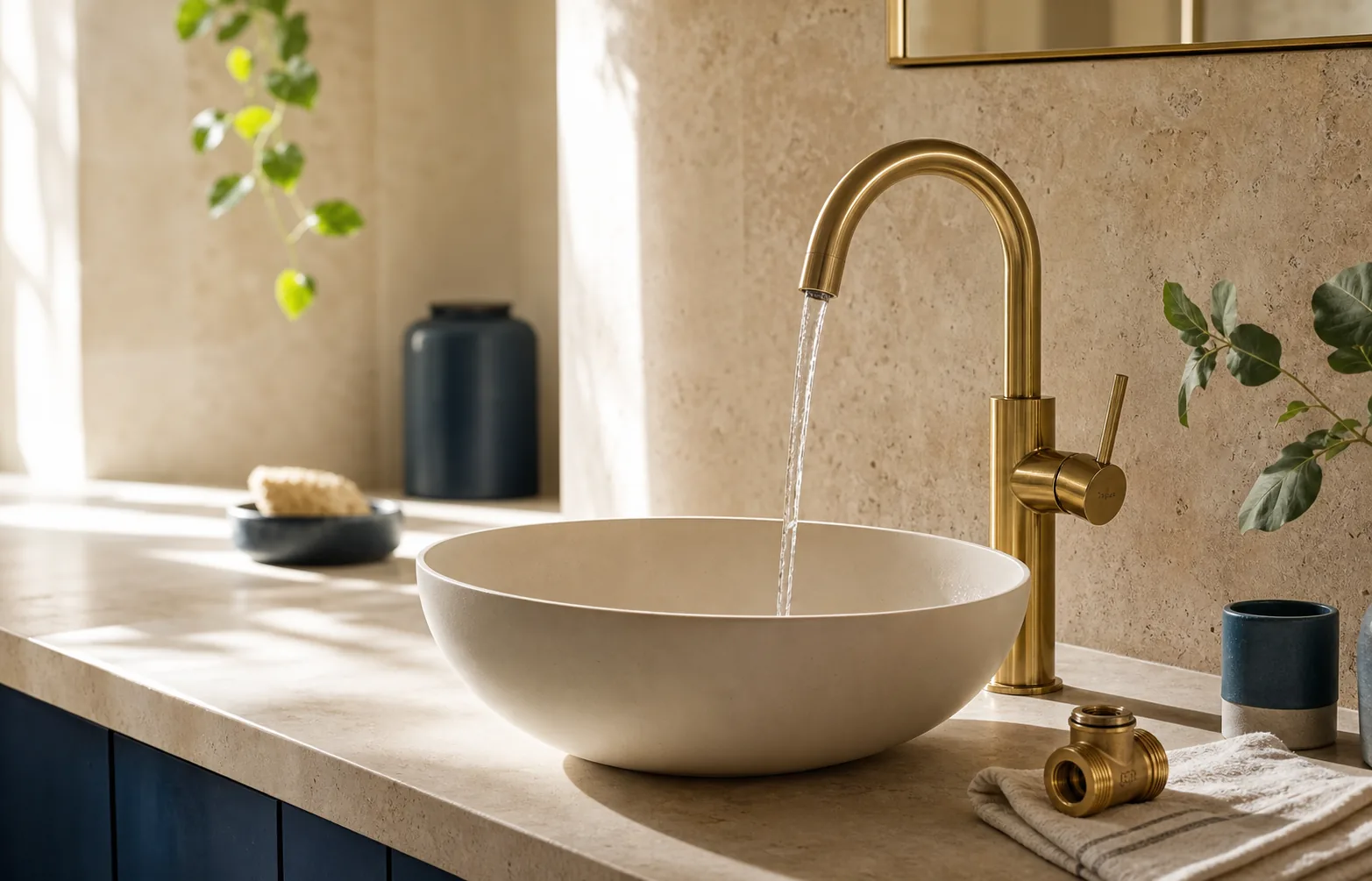Robinetterie sanitaire contemporaine dans une salle de bain